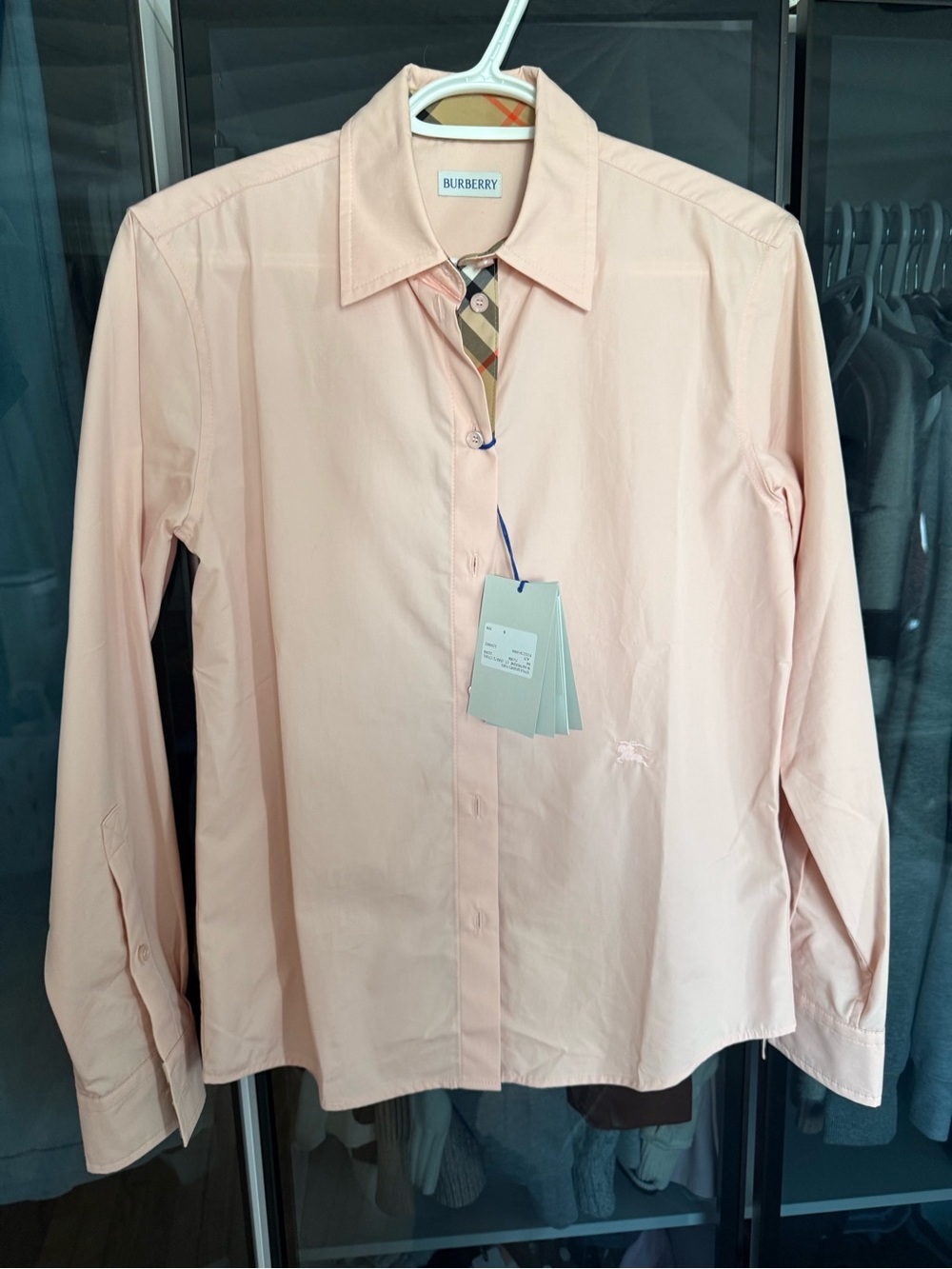 Burberry Light Pink Button-Down Cotton Dress Shirt